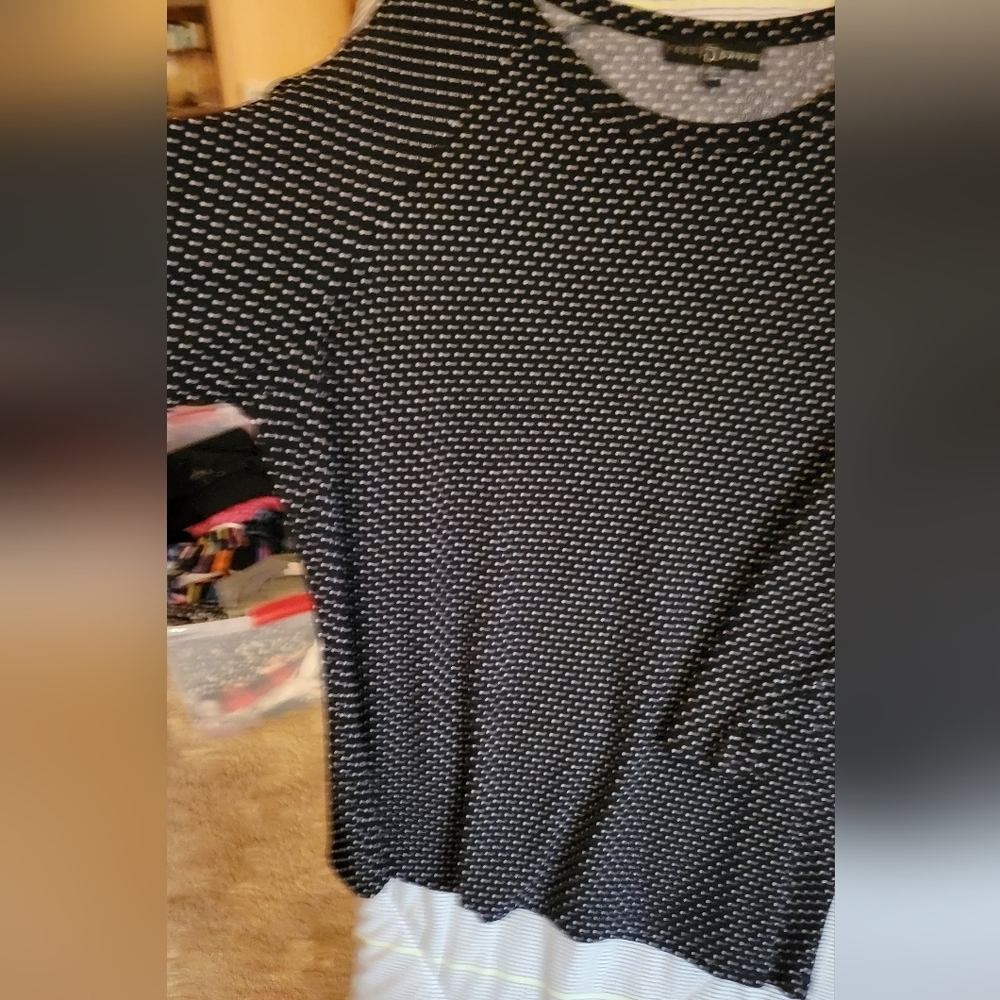 FD Fred David 2X Black w White w Polka Dot Ooen 3/4 Sleeves - Picture 5 of 5